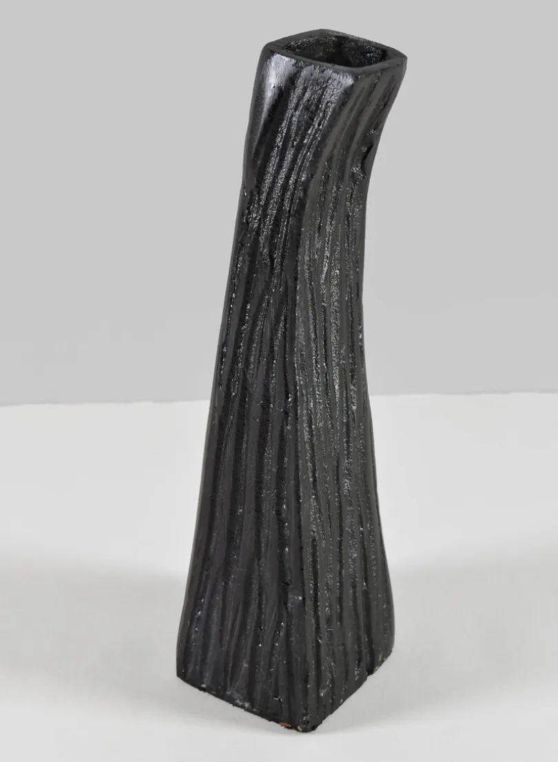 8in Tall Aluminum Emma Barn Style Black Mini Vase