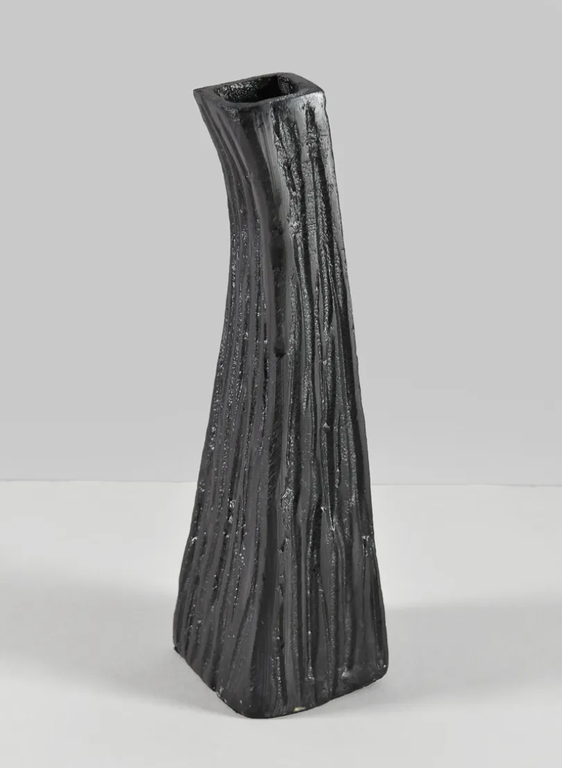8in Tall Aluminum Emma Barn Style Black Mini Vase