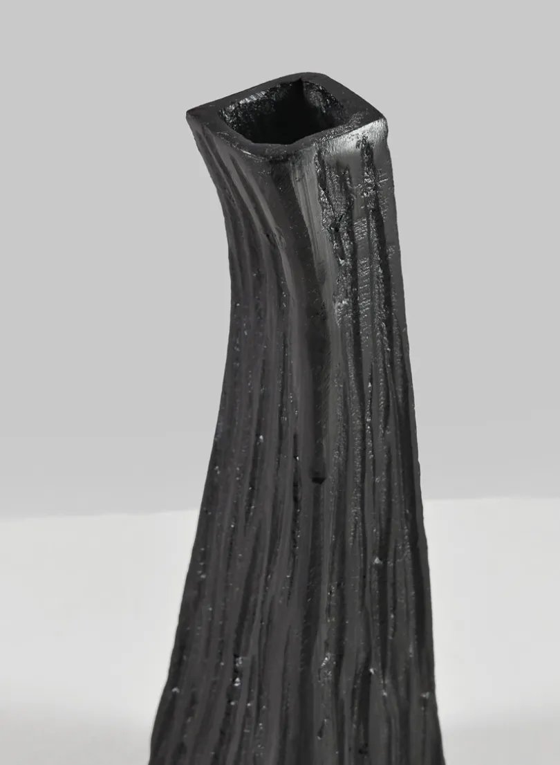 8in Tall Aluminum Emma Barn Style Black Mini Vase