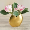 5in Tall Aluminum Iris Gold Circular Vase