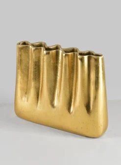 8.25in Tall Aluminum Marseilles Gold Wave Vase