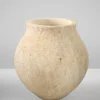 9in Tall Amadora Aged Sand Tone Stoneware Ceramic Deco Vase