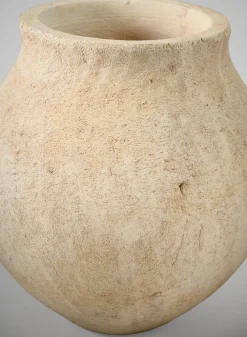 9in Tall Amadora Aged Sand Tone Stoneware Ceramic Deco Vase