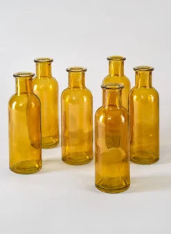 6.5in Tall Amber Glass Bottle Bud Vases, Set of 6