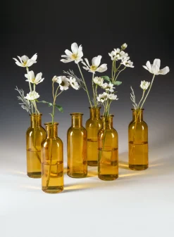 6.5in Tall Amber Glass Bottle Bud Vases, Set of 6