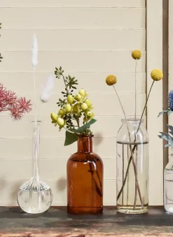 5.25in Tall Amber Medicine Bottle Glass Bud Vase, Set of 6