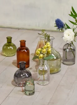5.25in Tall Amber Medicine Bottle Glass Bud Vase, Set of 6