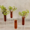 6.25in Tall Amber Pasteur Dual Tone Small Tube Glass Vase, Set of 4