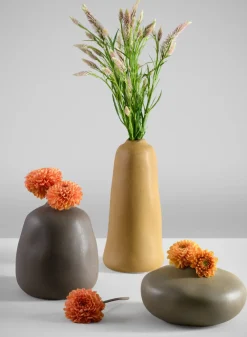 11in Tall Amund Sand Mustard Ceramic Deco Vase