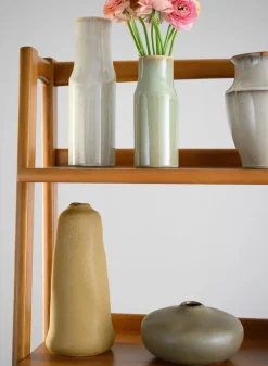 11in Tall Amund Sand Mustard Ceramic Deco Vase