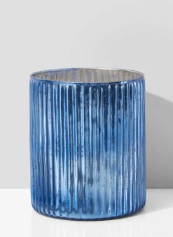 6in Tall Antique Blue Ripple Glass Vase