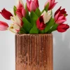 6in Tall Antique Copper Ripple Glass Vase