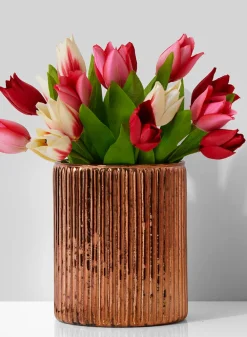 6in Tall Antique Copper Ripple Glass Vase