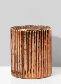 6in Tall Antique Copper Ripple Glass Vase