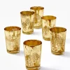 3.5in Tall Antique Light Gold Tapered Glass Votive Holder, Set of 6