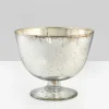 5in Tall Antique Silver Glass Bowl, Set of 2