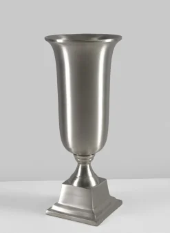 14.5in Tall Araami Matte Silver Aluminum Urn