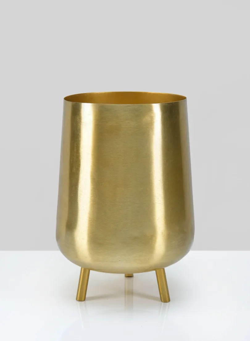 8in Tall Arash Gold Iron Mini Planter with Legs
