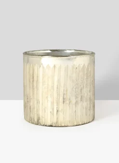 4.25in Tall Arrow Stripe Mercury Glass Cylinder