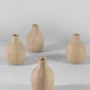 5in Tall Asagao Natural Wood Look Ceramic Bud Vase