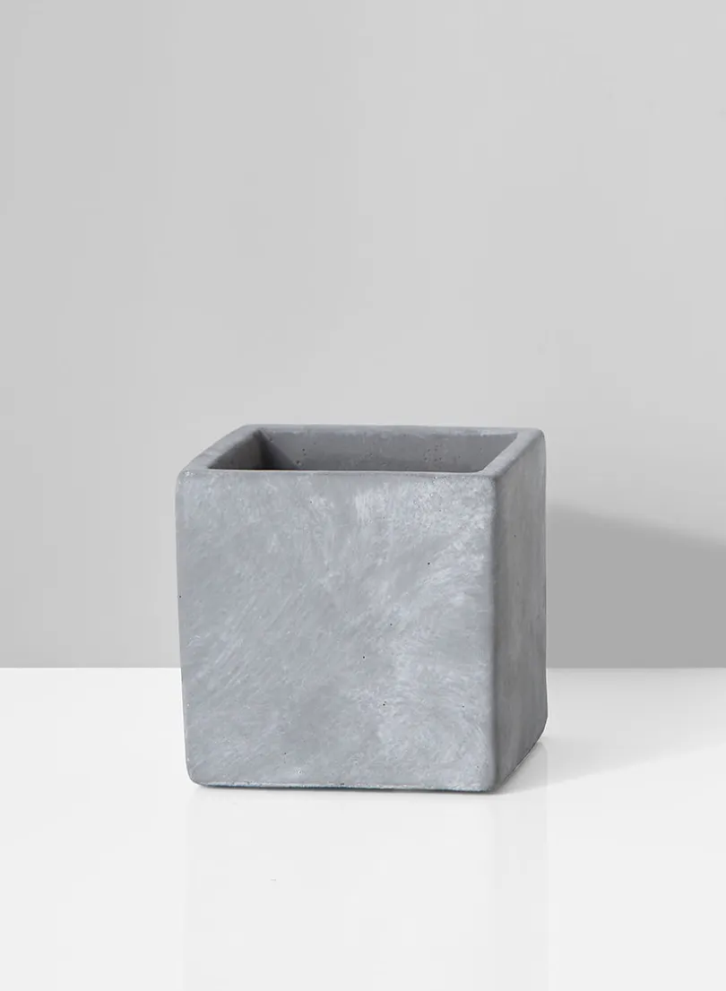 4 1/4in Tall Atelier Cement Cube Vase