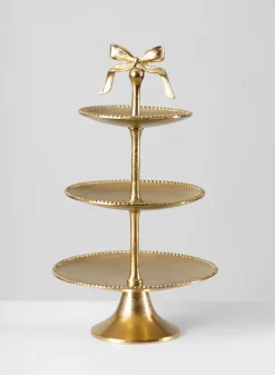 21in Tall Atelier 3 Tier Gold Display Metal Stand
