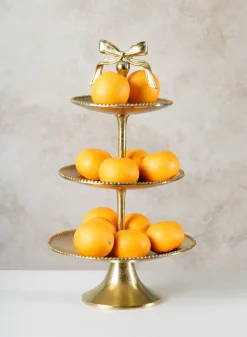 21in Tall Atelier 3 Tier Gold Display Metal Stand
