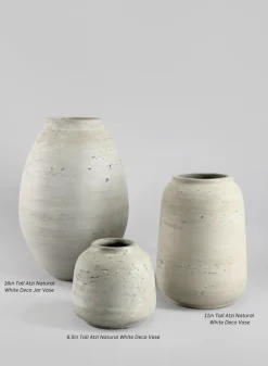 11in Tall Atzi Natural White Deco Vase
