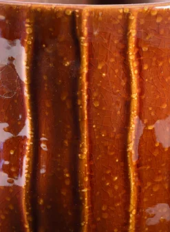 5.25in Tall Aveiro Oxblood Red Ceramic Cachepot