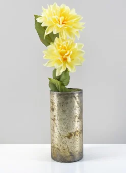 8.5in Tall Avignon Matte Silver Glass Cylinder