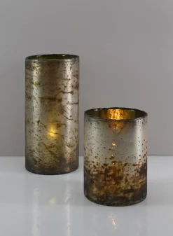 8.5in Tall Avignon Matte Silver Glass Cylinder
