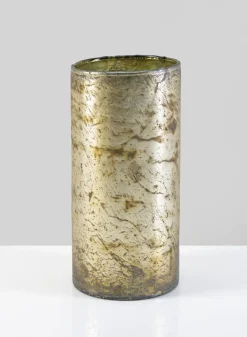 8.5in Tall Avignon Matte Silver Glass Cylinder