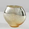 6in Tall Bayou Antique Gold Deco Glass Vase