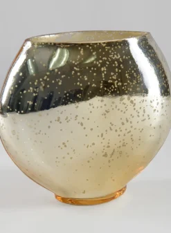 6in Tall Bayou Antique Gold Deco Glass Vase