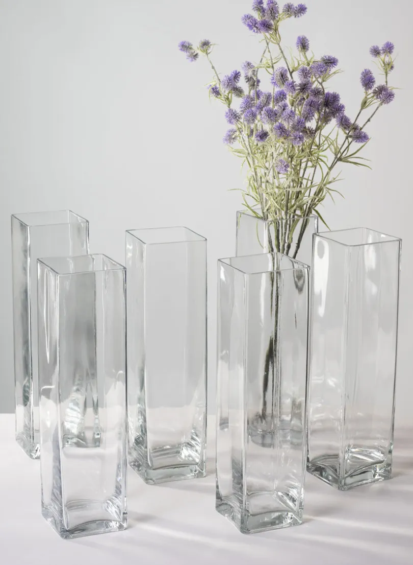 15in Tall Best Value Square Glass Vase, Case of 6