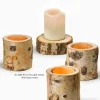 4in Tall Birch Tea Light Holder With Glass Insert