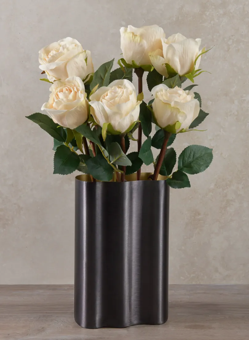 8in Tall Black Cobra Brushed Stainless Steel Vase