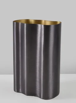 8in Tall Black Cobra Brushed Stainless Steel Vase