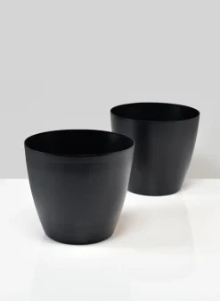 5.5in Tall Black Elegance Iron Cachepot, Set of 2