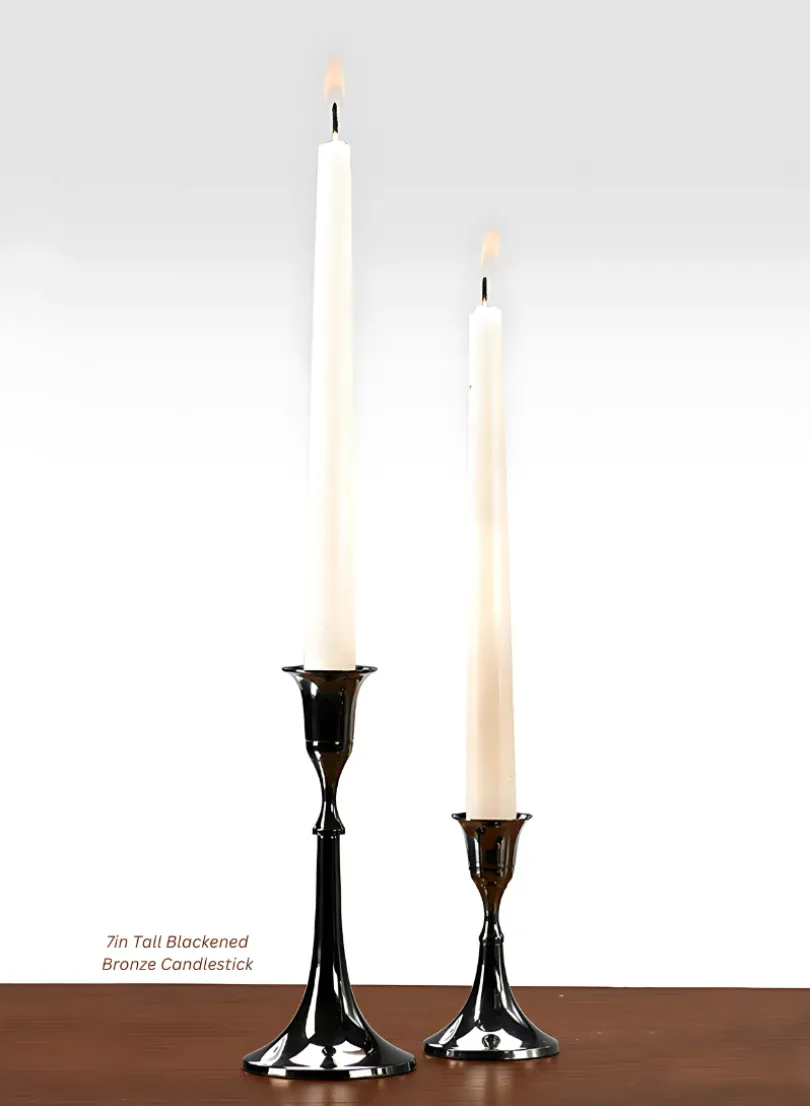 7in Tall Blackened Bronze Candlestick