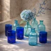 5.25in Tall Blue Medicine Bottle Glass Bud Vases, Set of 6
