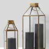 10in Tall Bombay Square Gold Lantern, Small
