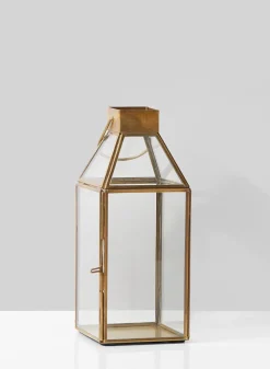 10in Tall Bombay Square Gold Lantern, Small