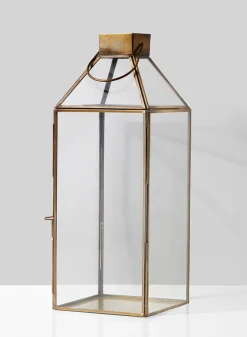 16in Tall Bombay Square Gold Lantern, Large