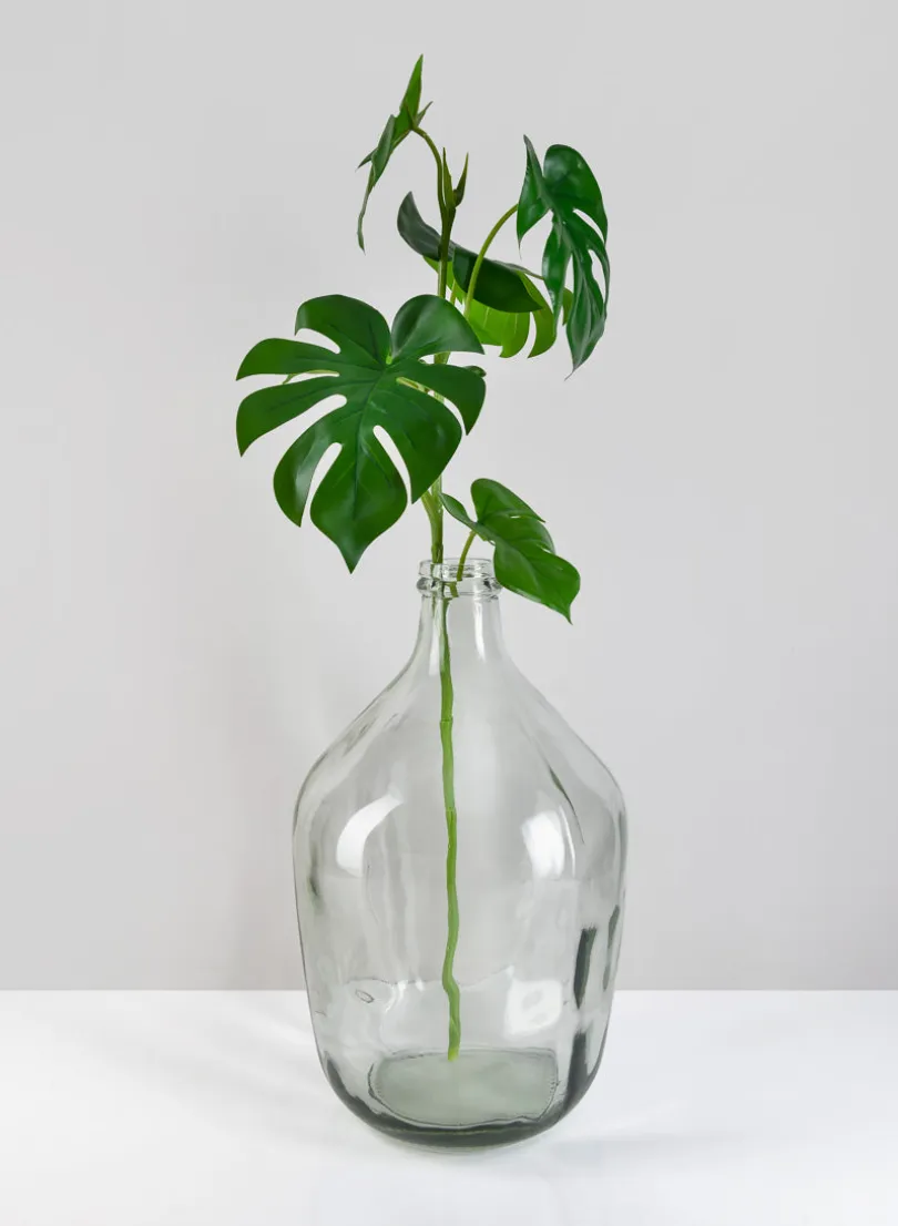15in Tall Bombo Glass Bottle Glass Vase