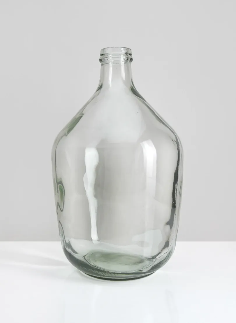 15in Tall Bombo Glass Bottle Glass Vase