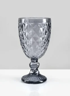 7in Tall Bombon Smoke Glass Goblet