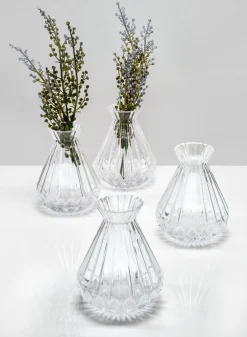 4.5in Tall Bonbon Glass Bud Vase, Set of 4