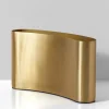 7in Tall Bretagne Matte Gold Curved Aluminum Vase