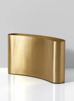 7in Tall Bretagne Matte Gold Curved Aluminum Vase